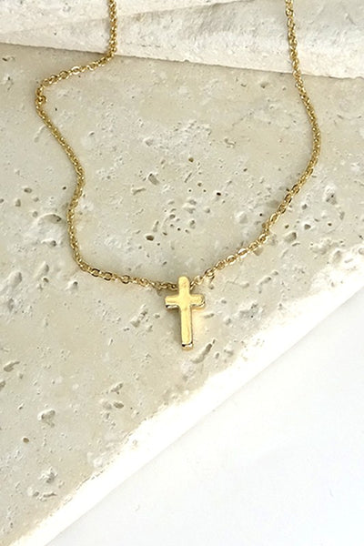 mini cross necklace / gold