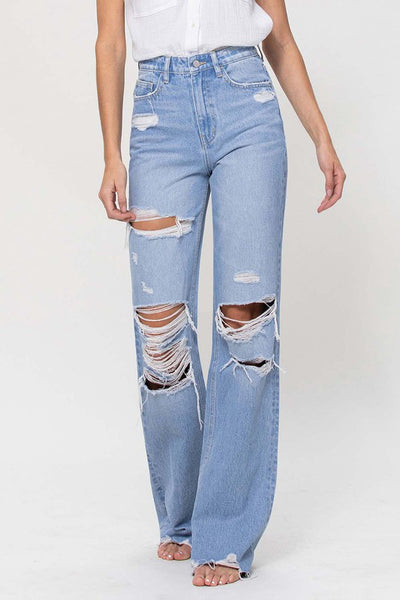 vintage high rise flared jean // light wash