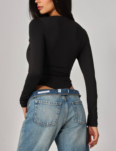 Vera long sleeve bodysuit / black