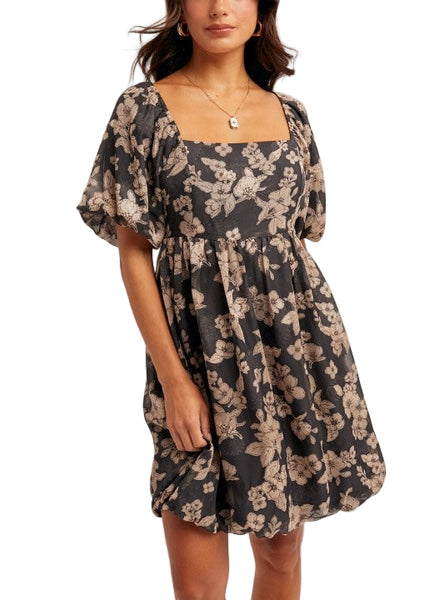 Jacquard floral dress /slate