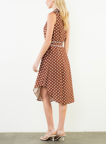 THML polka dot dress / brown