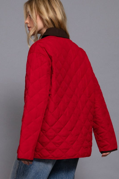 Katie quilted work jacket / red