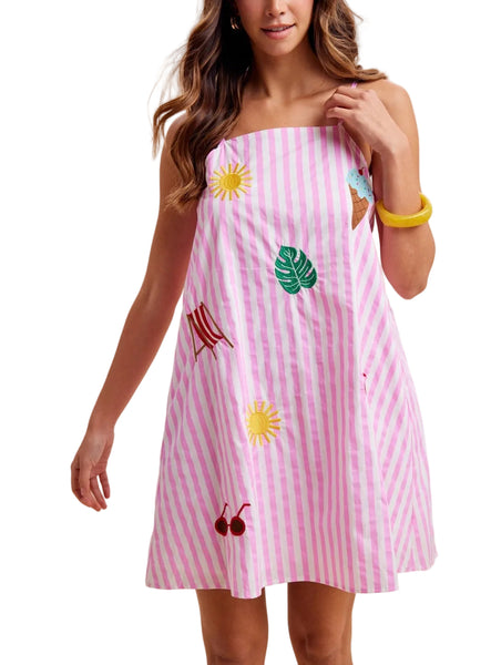 Summer Time stripe dress / Hot Pink
