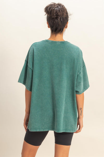 oversized mineral wash tee / teal
