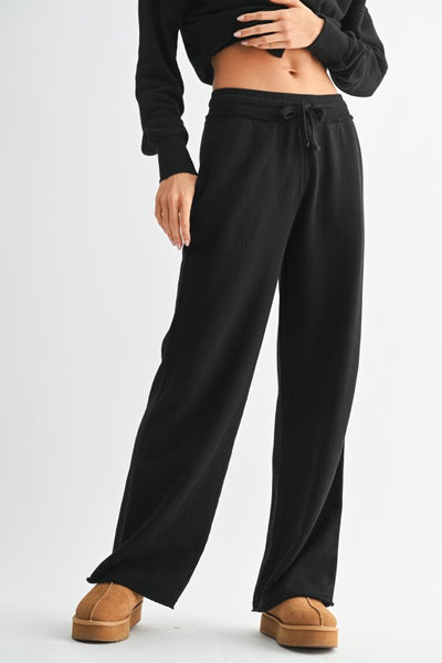 wide leg cotton core pants / black