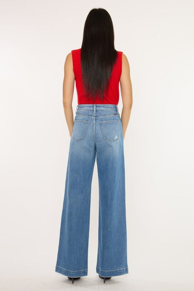 Anna high rise wide leg jean / medium wash