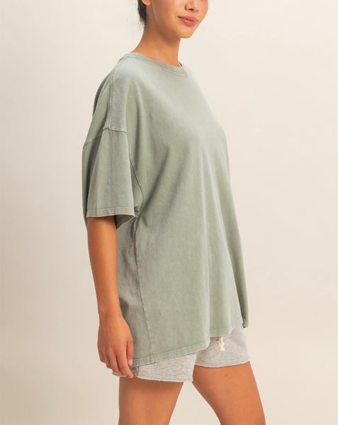 oversized mineral wash tee / sage