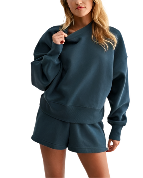 Verona balloon sleeve  sweatshirt / midnight navy