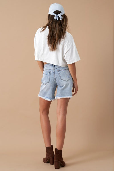 high rise bermuda short / light wash