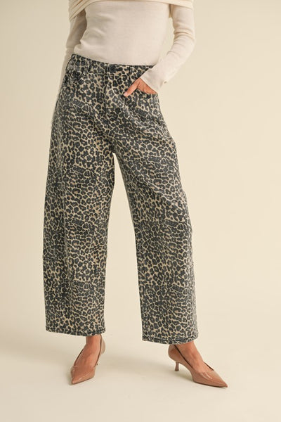 leopard barrel jean