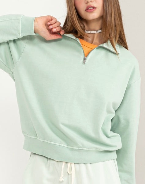 1/4 zip collared pullover // mint
