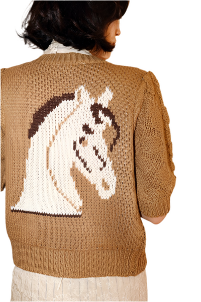 BAILEY ROSE horse cardigan / tan