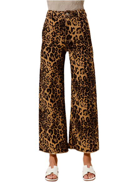 Janie frayed hem leopard jean