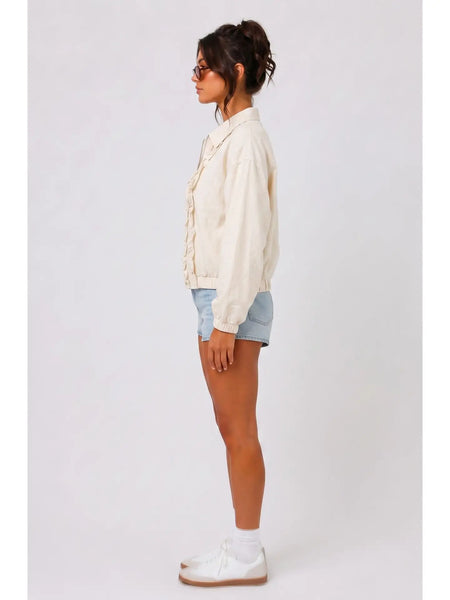 Ruffle Track Jacket / Cream