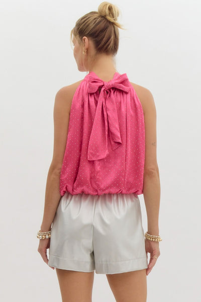 sparkling rose satin top / pink
