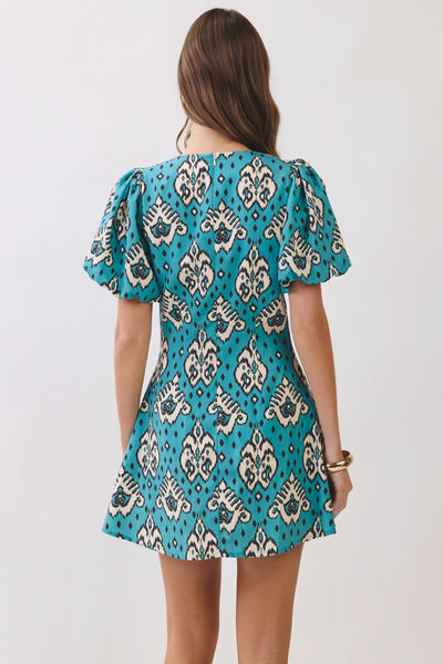 Vivian puff sleeve dress / teal