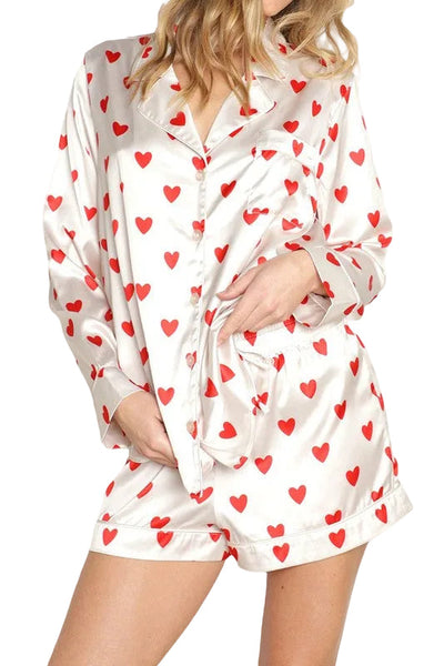 heart satin pj set