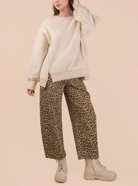 leopard barrel jean