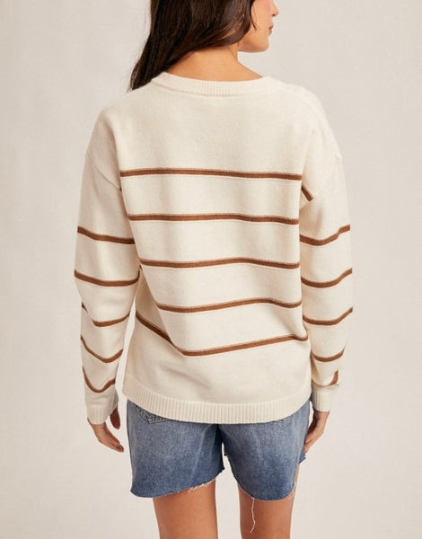 Kira stripe sweater / cream & mocha