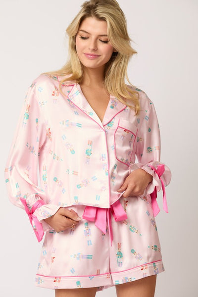 nutcracker satin pj set / baby pink