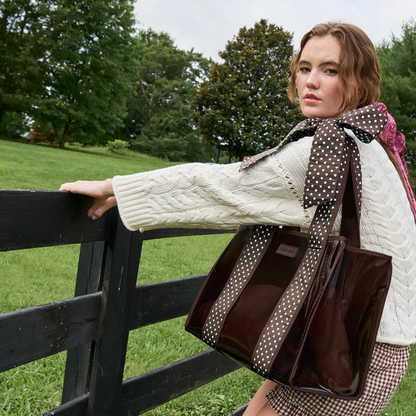 Case-Mate Espresso Polka dot Bow Jelly Tote Bag (PREORDER ARRIVES SEPT 8)
