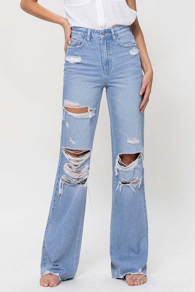 vintage high rise flared jean // light wash