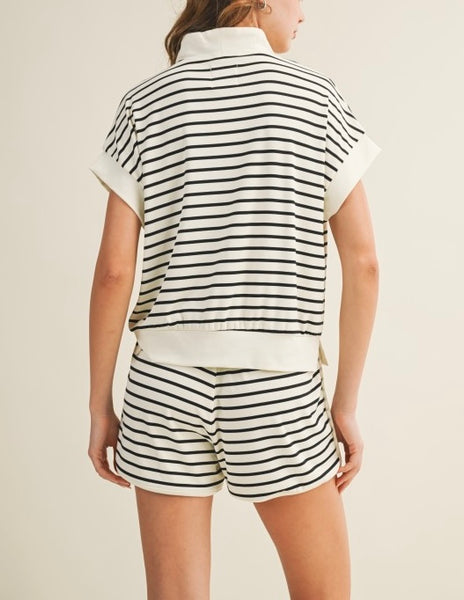 Hattie stripe short set / ivory & black