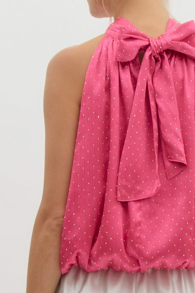 sparkling rose satin top / pink