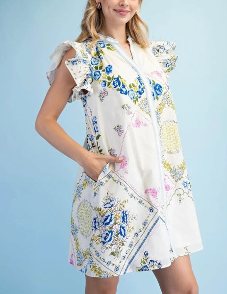 Arisa ruffle sleeve floral dress
