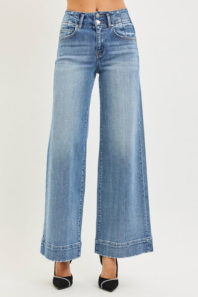 Ava wide seam ankle jean / medium wash