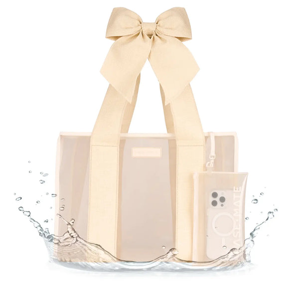 Case-Mate Raffia Bow Jelly Tote Bag / Ecru