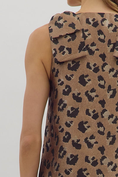 bronze leopard jacquard top