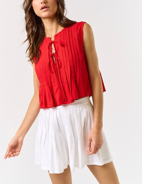 Ruthie front tie top / red
