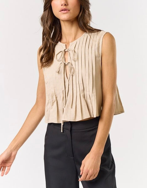 Ruthie front tie top / tan