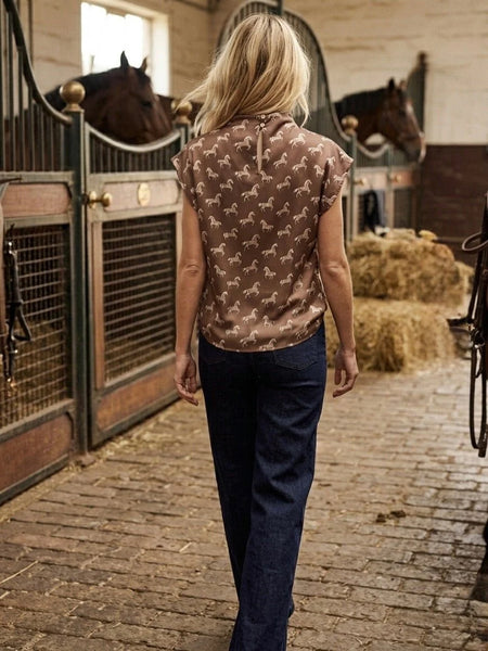 THML Satin Horse Print Top