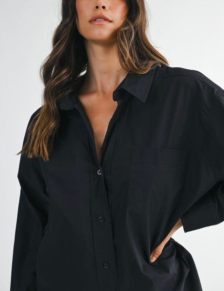 Mable oversized poplin button up / black