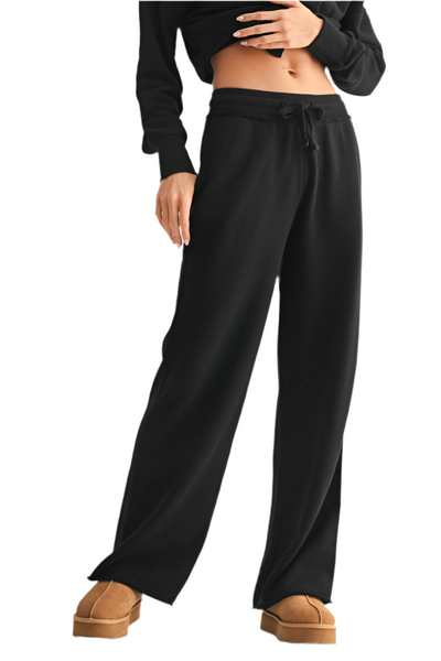 wide leg cotton core pants / black