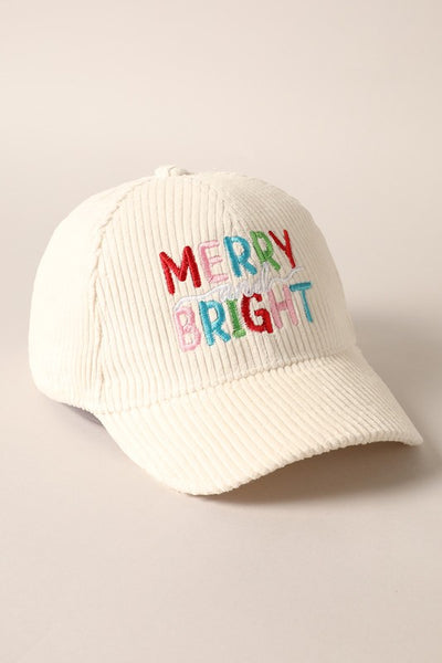 merry & bright corduroy baseball cap / ivory