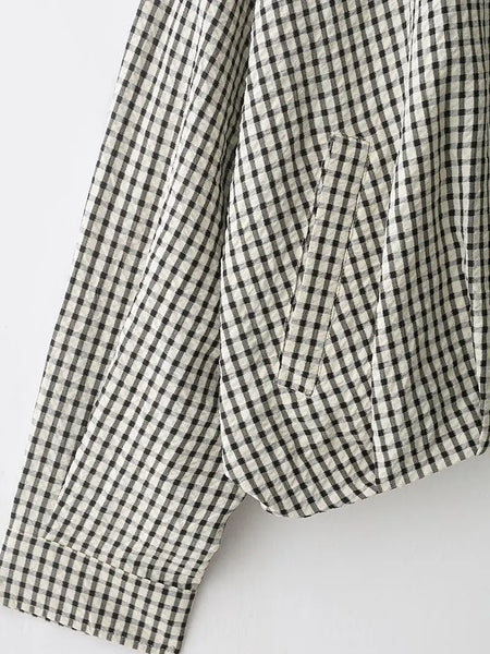 Gingham Zip Up Jacket / Black & White