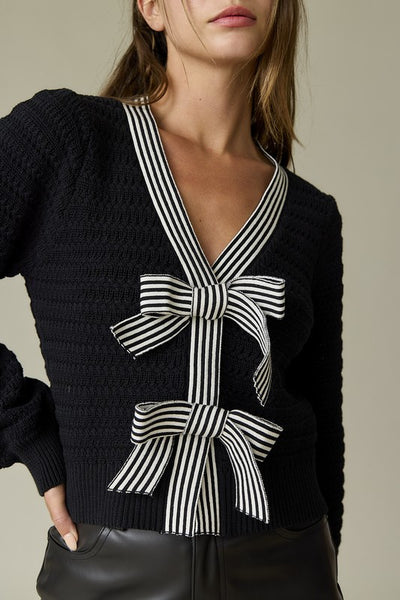 Harper bow sweater / black