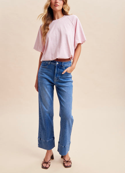 Collins jersey knit bubble hem top / petal blush (PREORDER ARRIVES JULY 14)