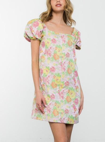 THML floral jacquard dress
