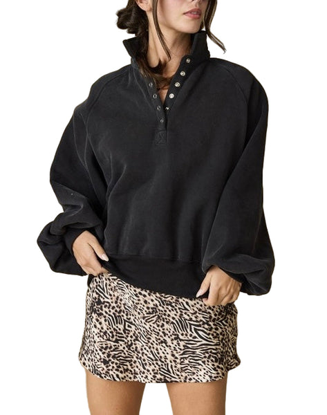 piper snap button sweatshirt / black