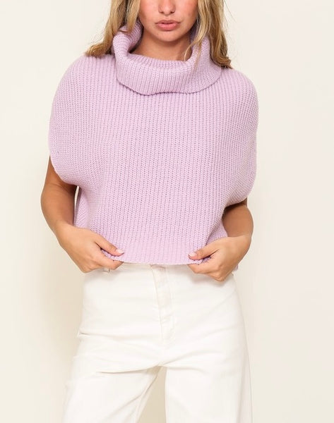 sleeveless turtleneck sweater // lavender