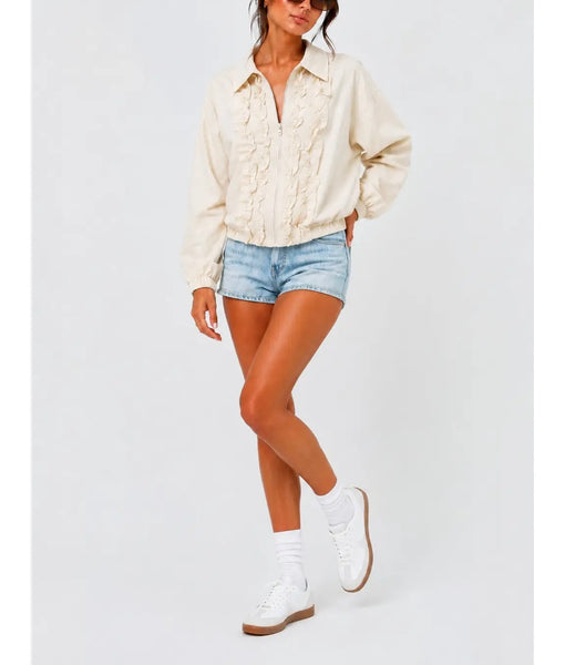 Ruffle Track Jacket / Cream