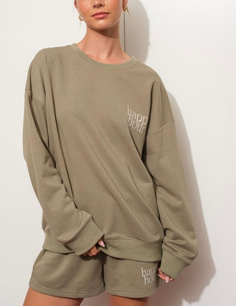 Happy Hour sweatshirt set // olive