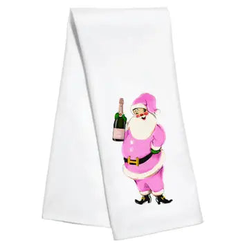 santa & champagne kitchen towel