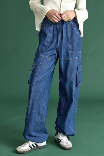 willow denim cargo pant / dark wash