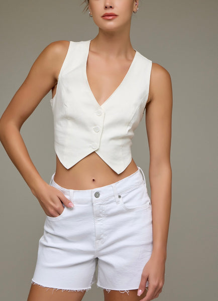 Hidden basic denim shorts / white