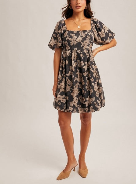 Jacquard floral dress /slate